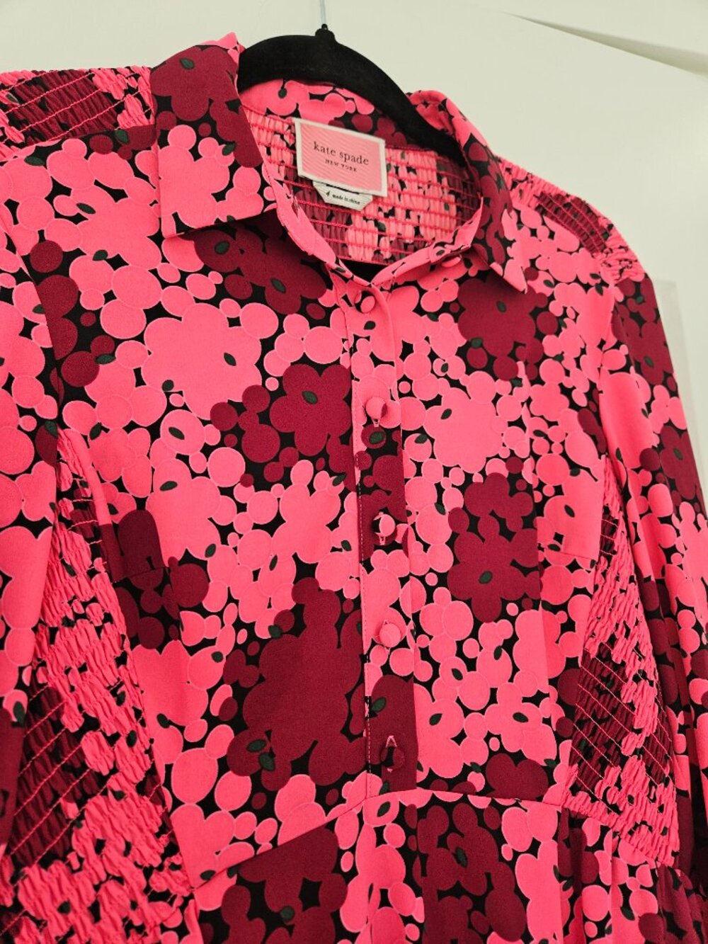 Pink and burgundy flower dress size 4 - Picture 2 of 4